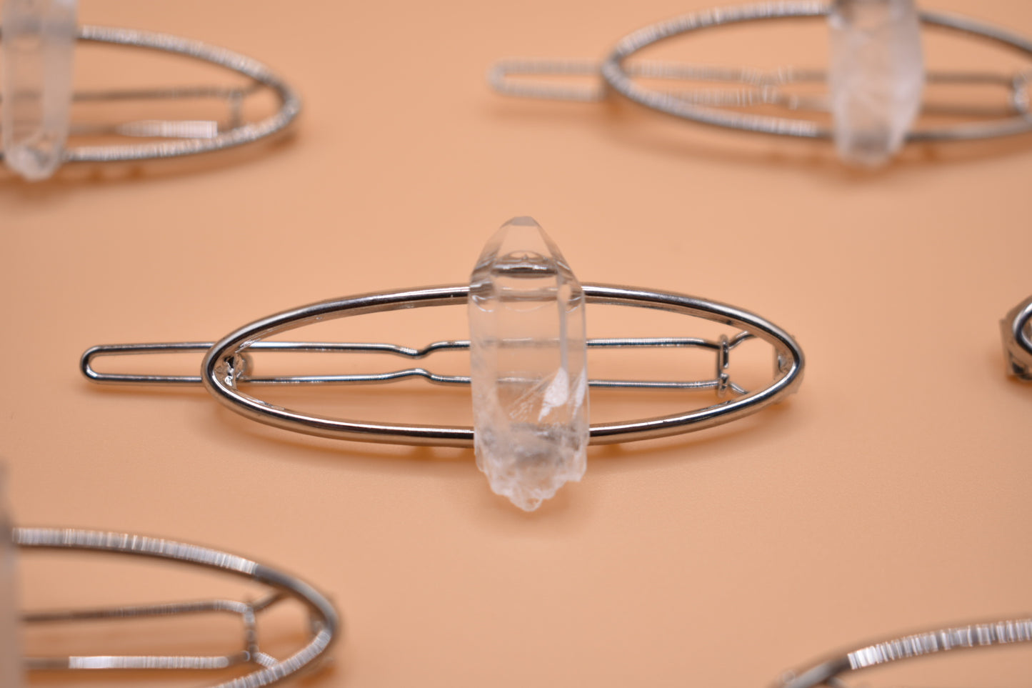 Quartz Silver Hair Clip Set