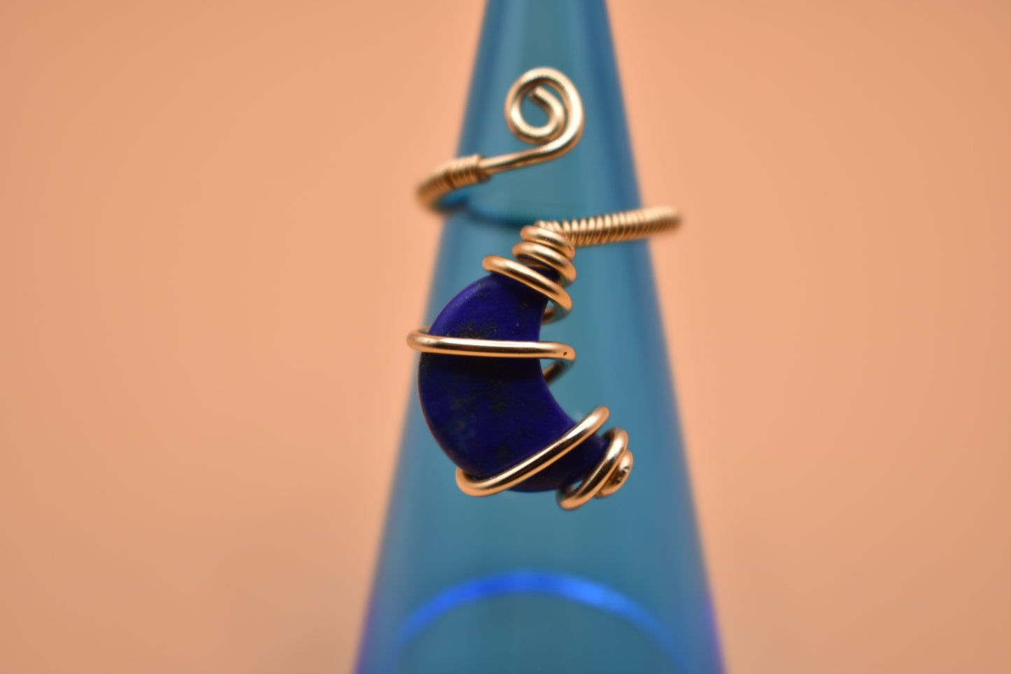 Moon Shaped Lapis Lazuli Gold Ring