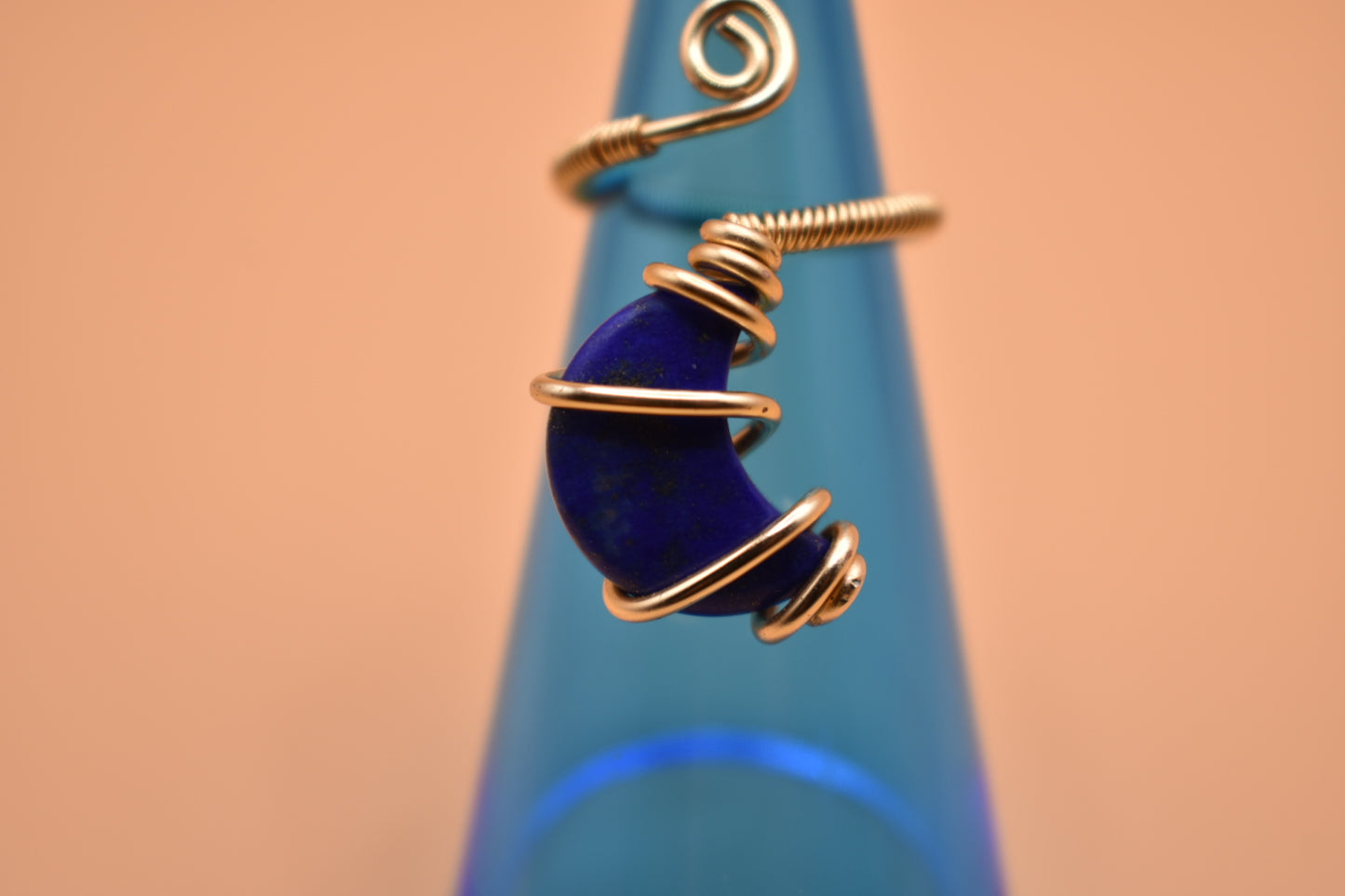 Moon Shaped Lapis Lazuli Gold Ring