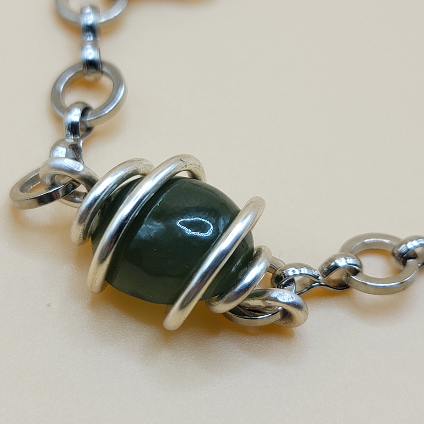 Jade Silver Chain -  I AM LUCKY
