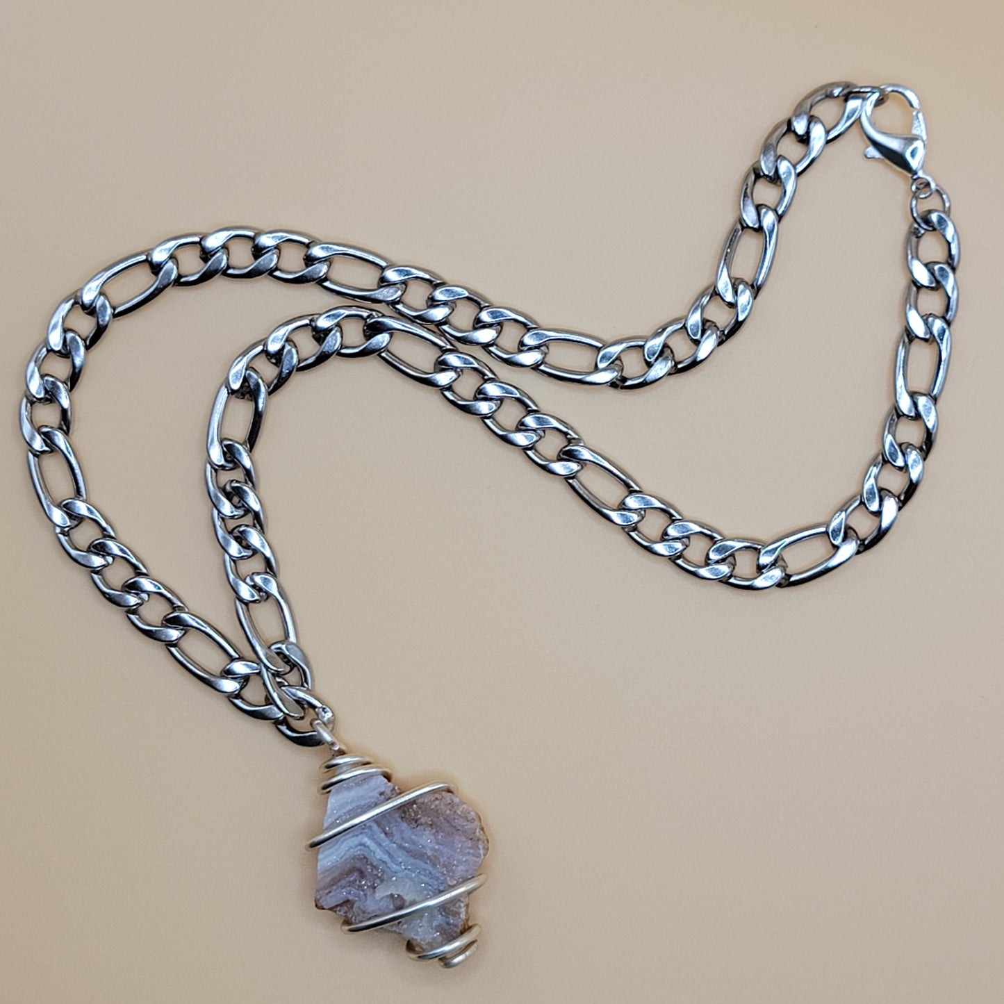 Druzzy Agate Necklace- I AM STRENGTH (THICK CHAIN)