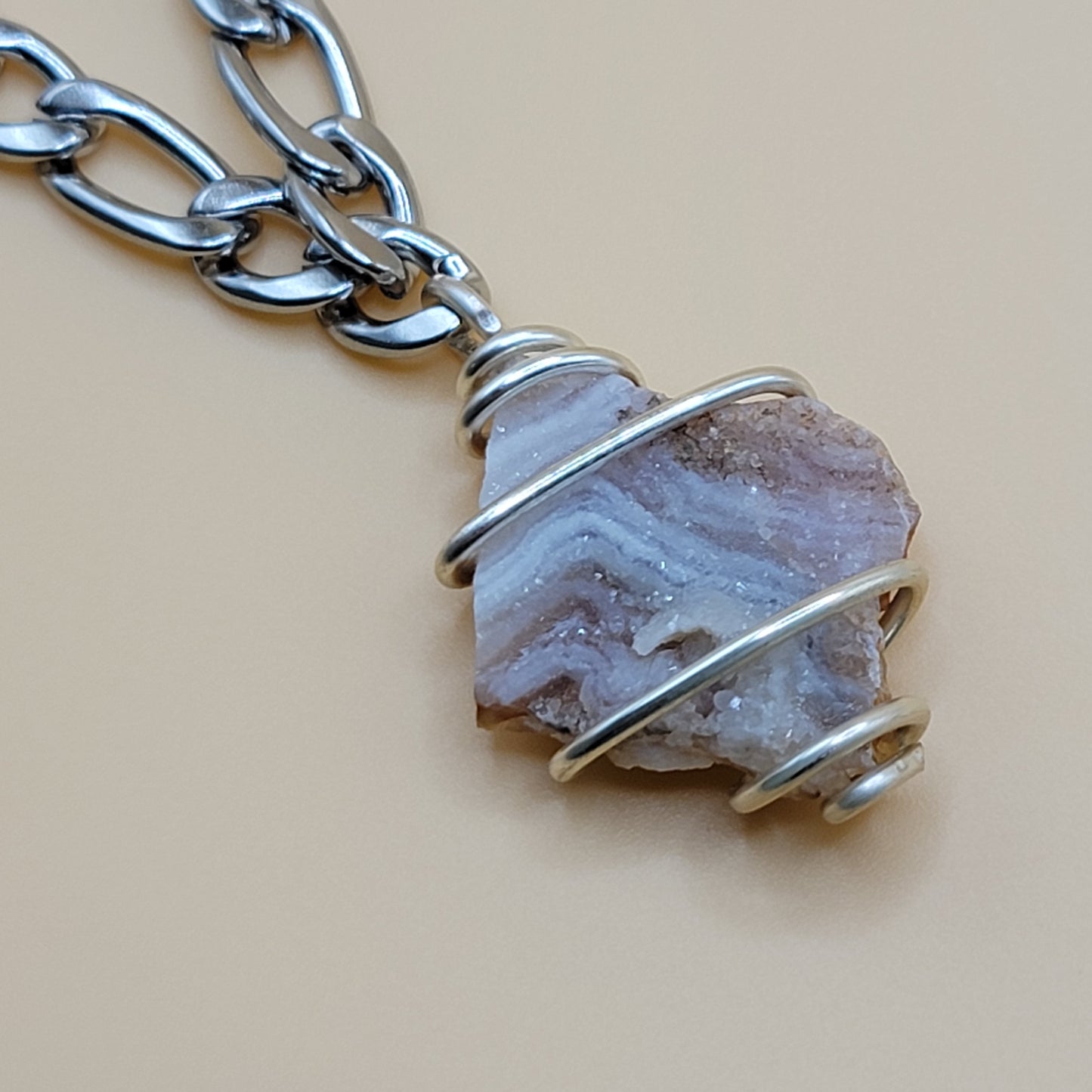 Druzzy Agate Necklace- I AM STRENGTH (THICK CHAIN)
