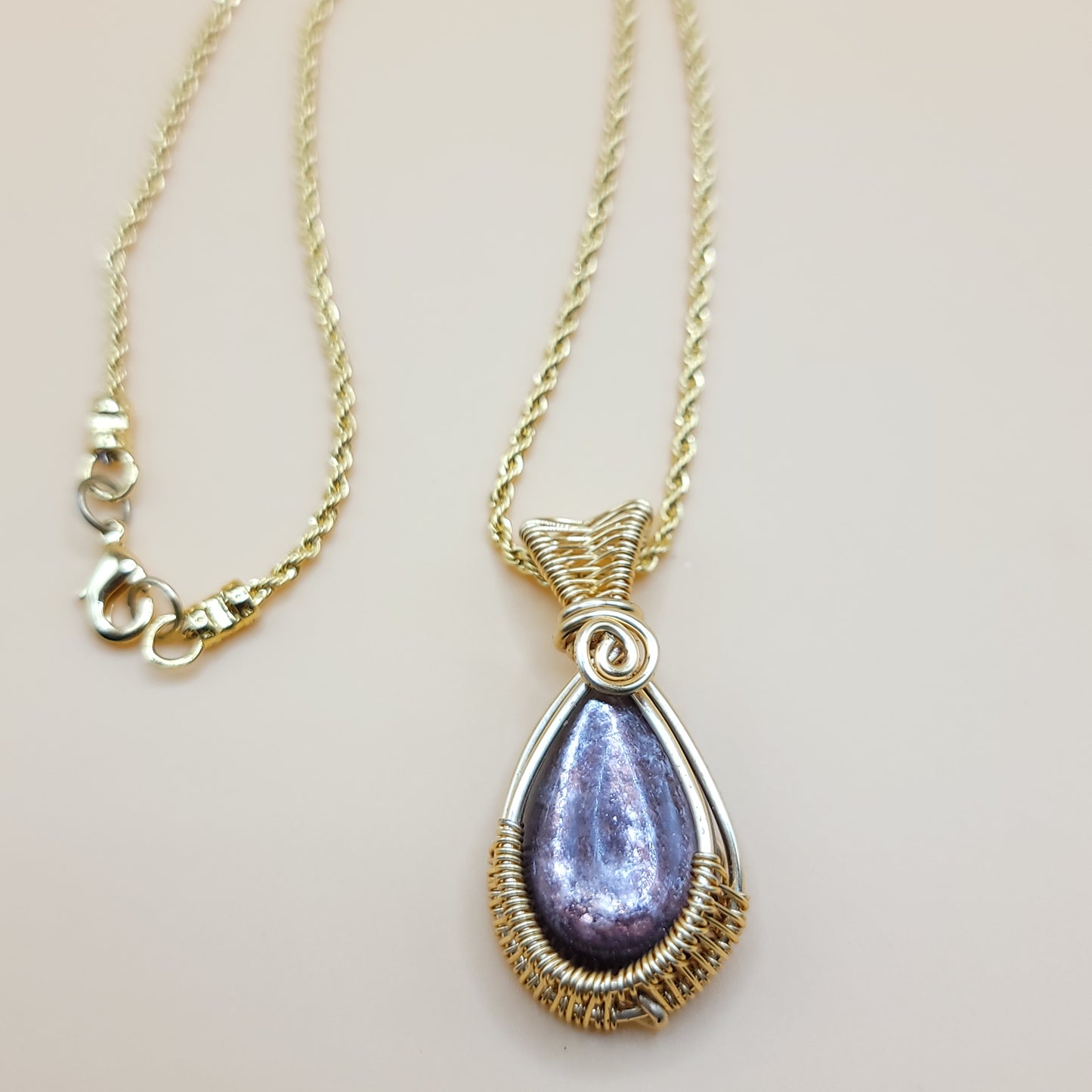 Lepidolite Wire Wrapped Necklace
