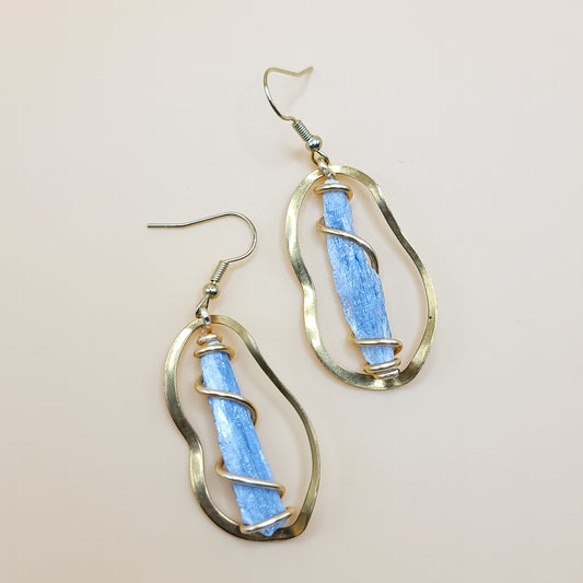 Blue Kyanite Hoops