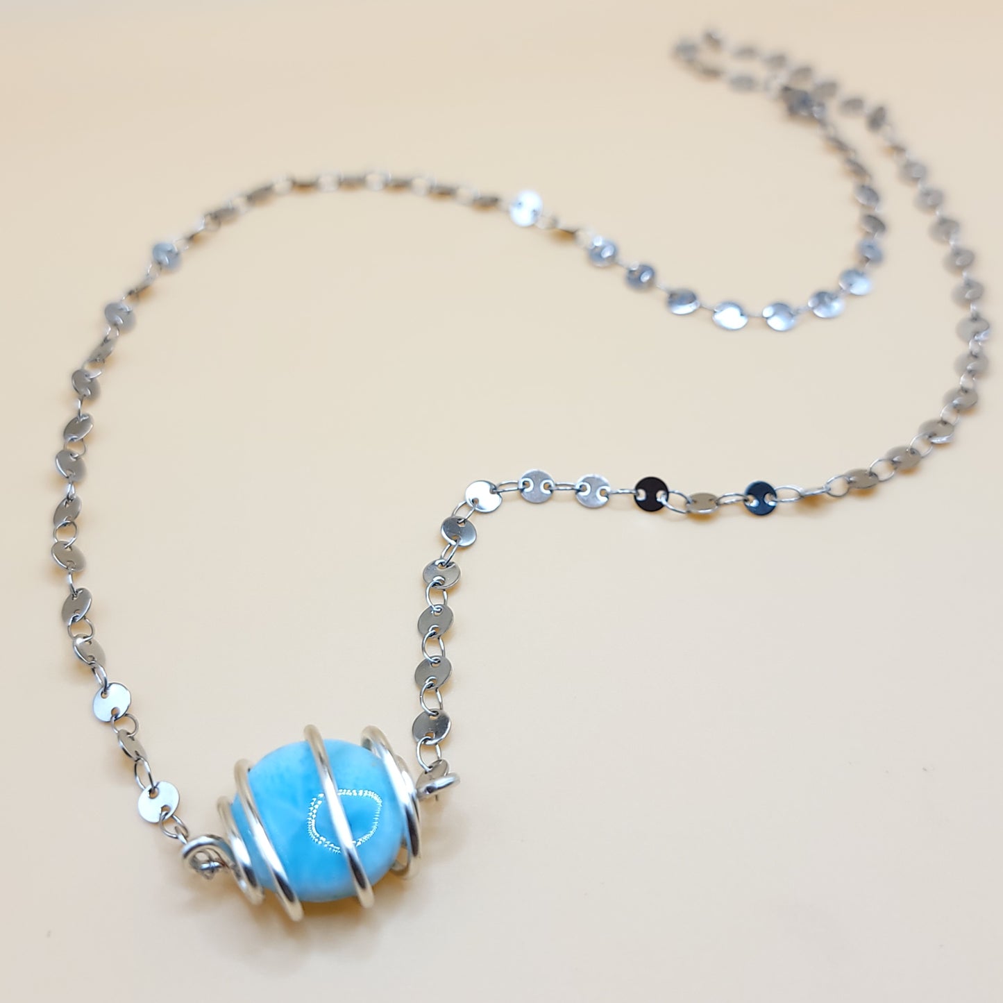 Larimar Silver Chain - I AM DEEPLY ROOTED IN MY GENTLENESS