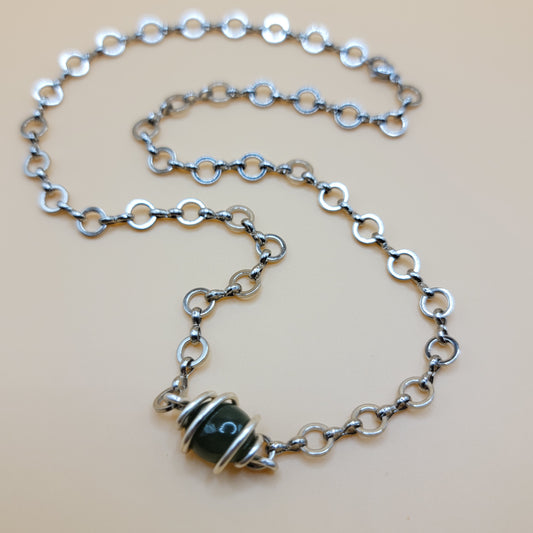 Jade Silver Chain -  I AM LUCKY