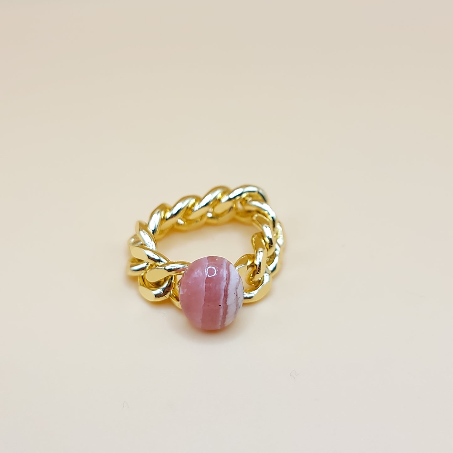 Golden Balance Chain - Rhodonite Ring