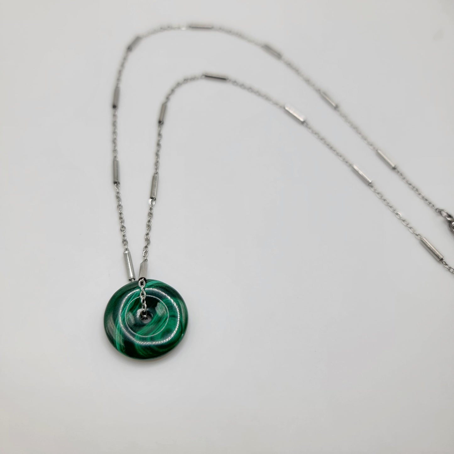 Malachite- Silver Chain