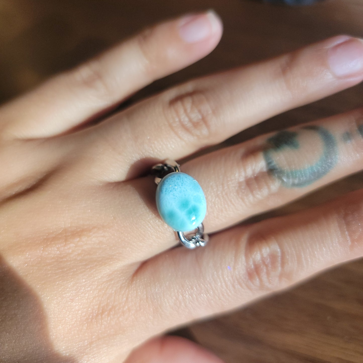 New Vibrations Chain - Larimar Ring