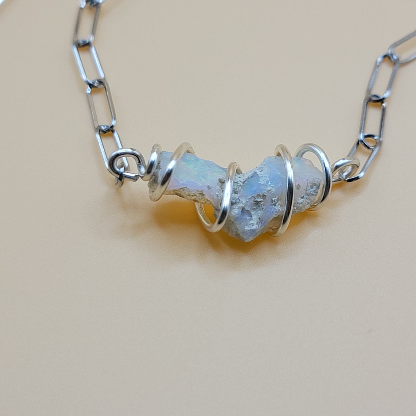 Opal Silver Necklace - I VIBRATE HIGH