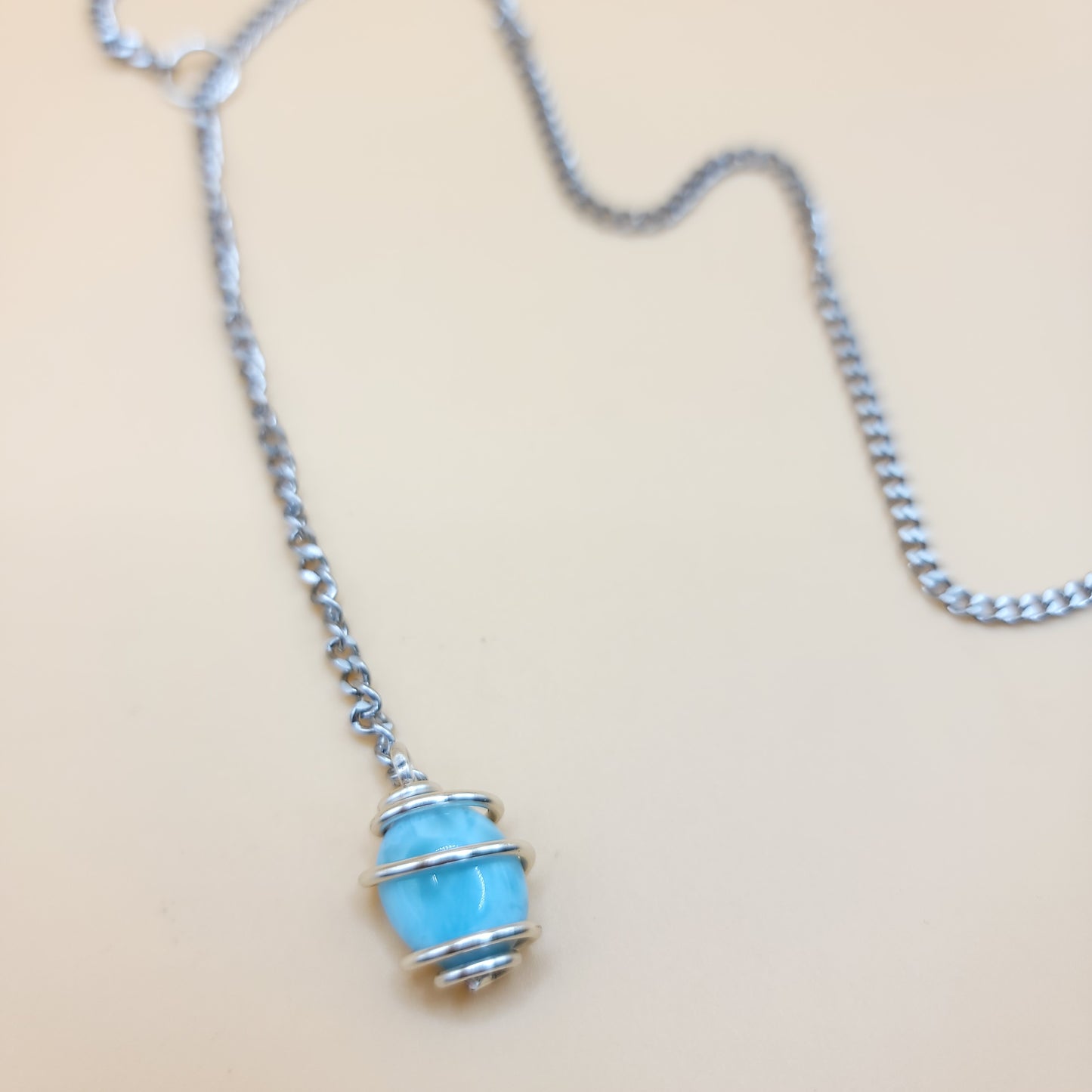 Larimar Silver Chain - I AM DEEPLY ROOTED IN MY GENTLENESS