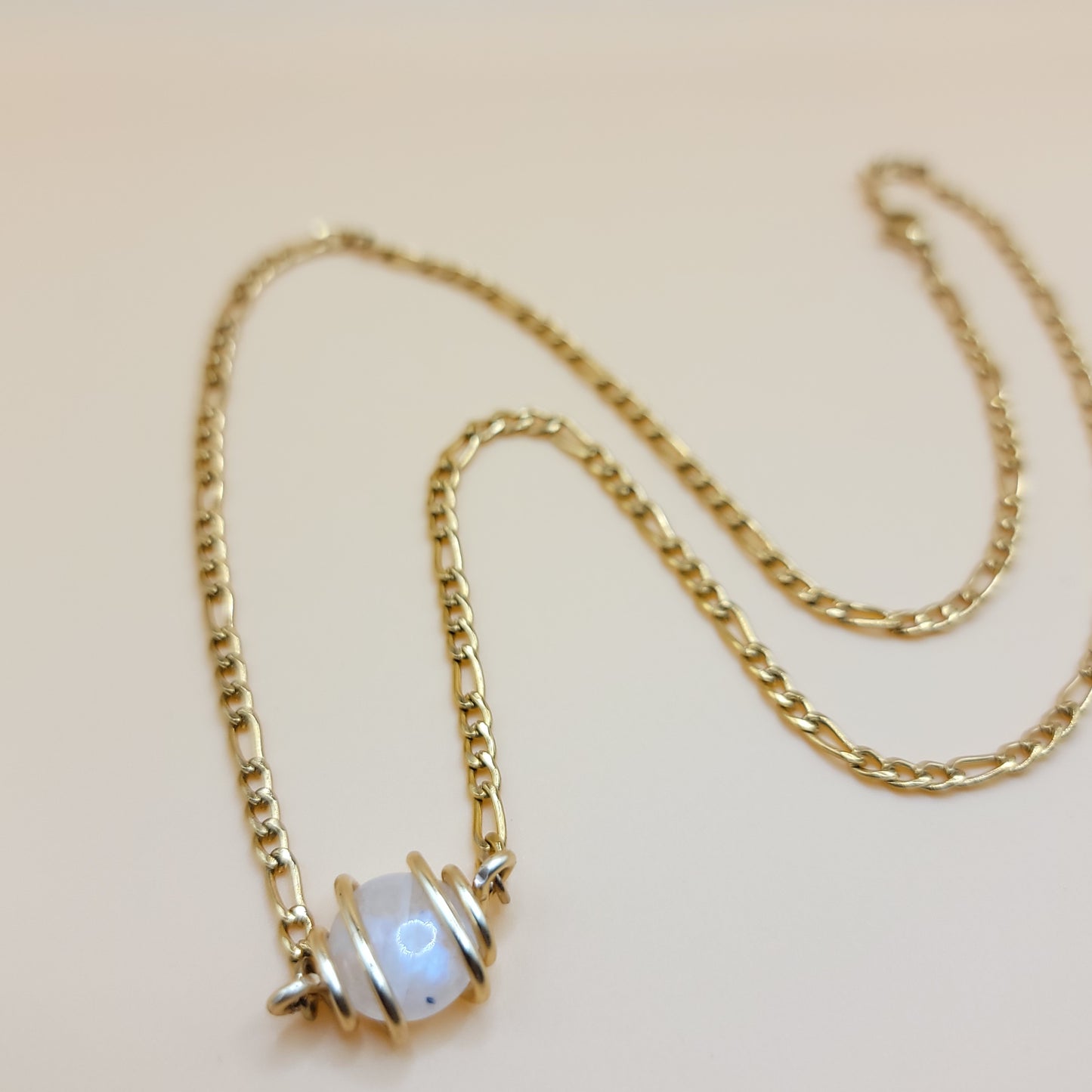 Rainbow Moon Stone  Necklace- (Gold)