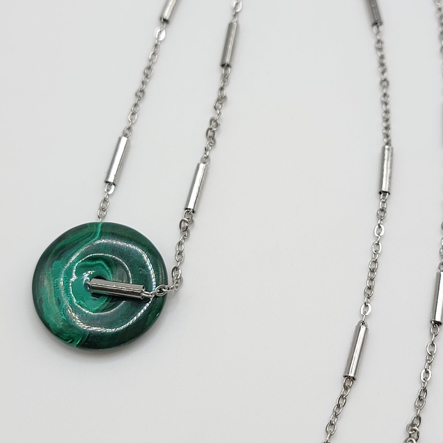 Malachite- Silver Chain