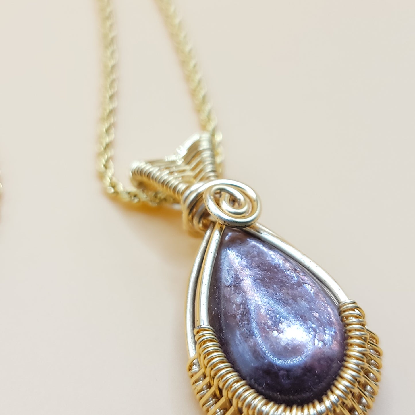 Lepidolite Wire Wrapped Necklace