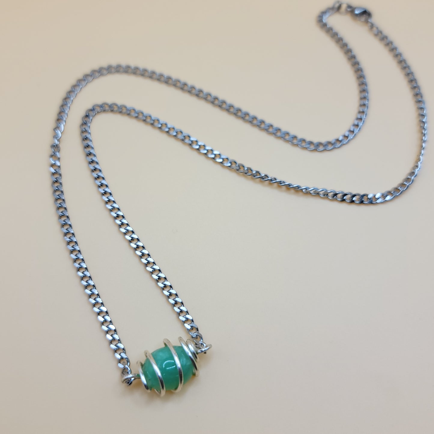 Chrysoprase On Silver Chain - BLOOMING AGAIN AND AGAIN