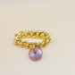 Golden Balance Chain - Rhodonite Wheel Ring