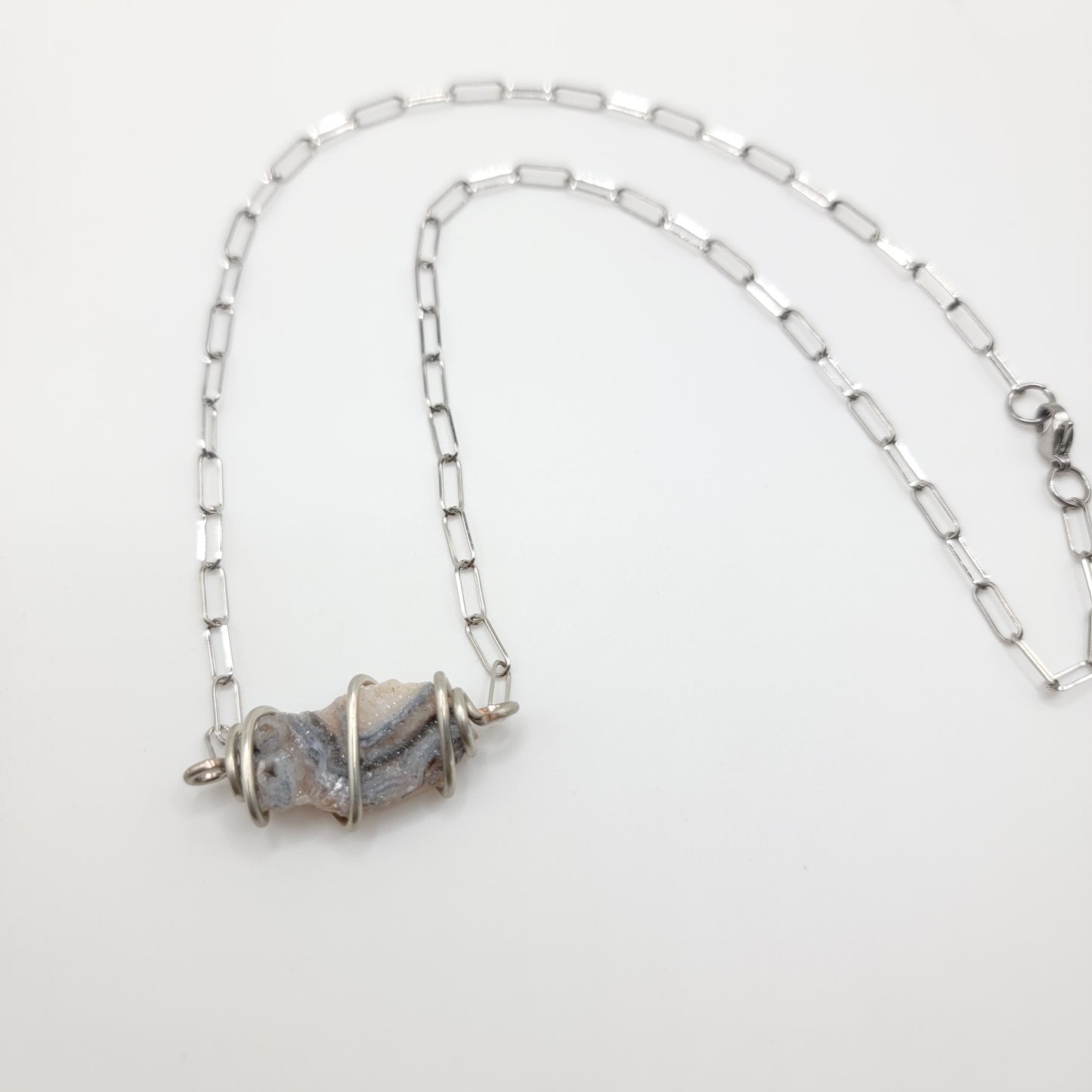 Druzzy Agate Necklace (Silver)