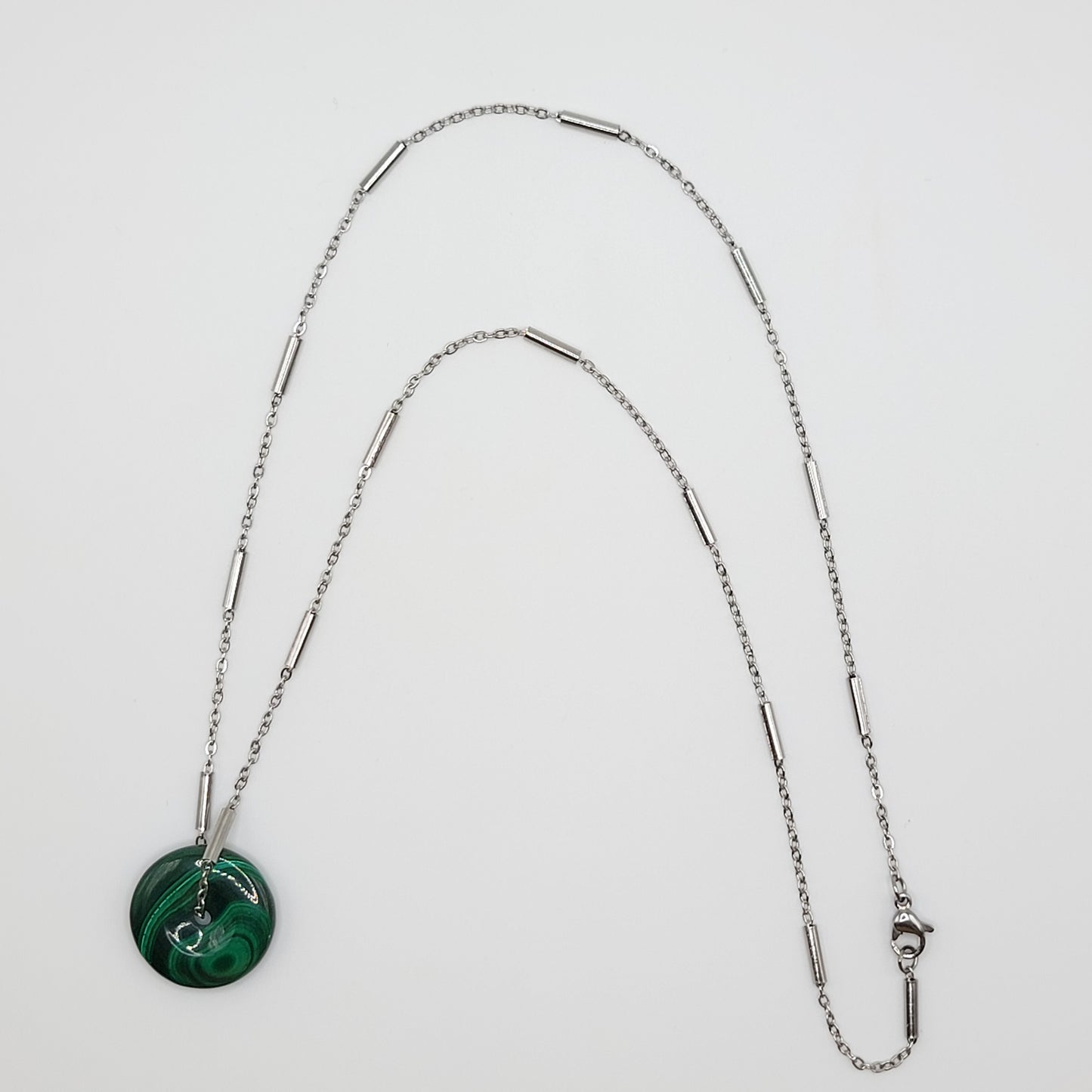 Malachite- Silver Chain