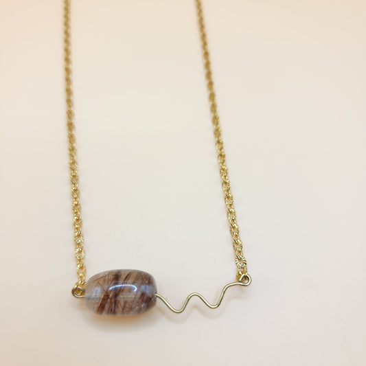 Rutilated Quartz Necklace - Gold Chain