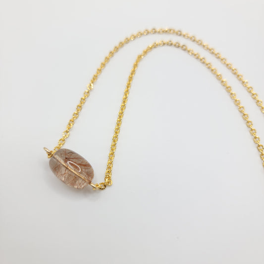 Golden Detailed Rutilated Quartz Necklace