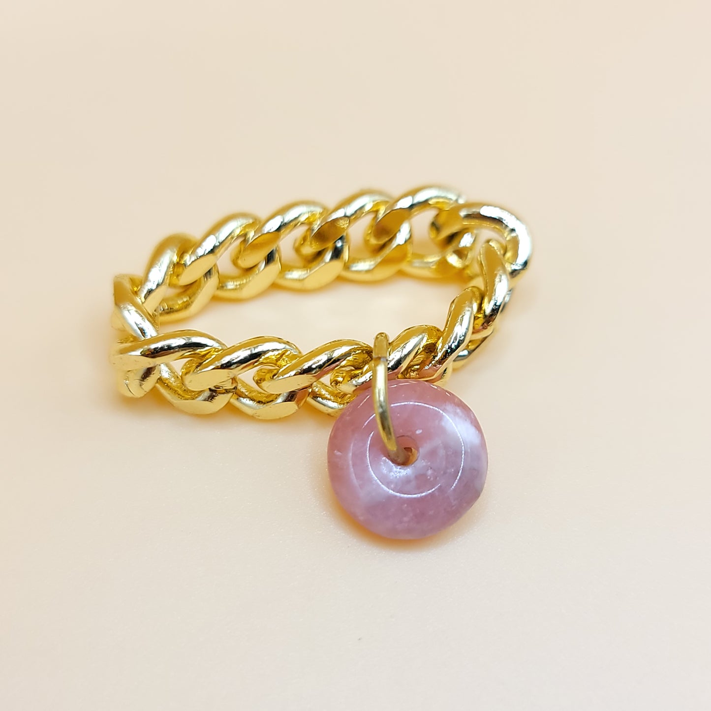 Golden Balance Chain - Rhodonite Wheel Ring