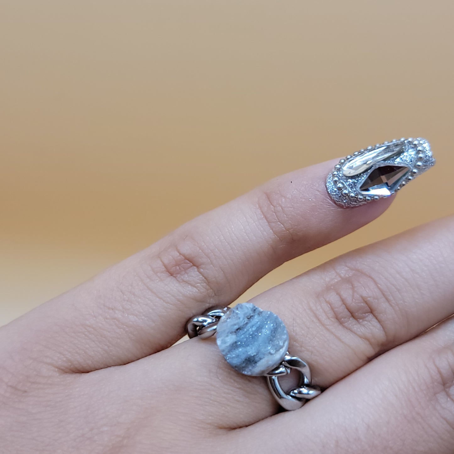 Strength Chain Ring - Druzy Agate