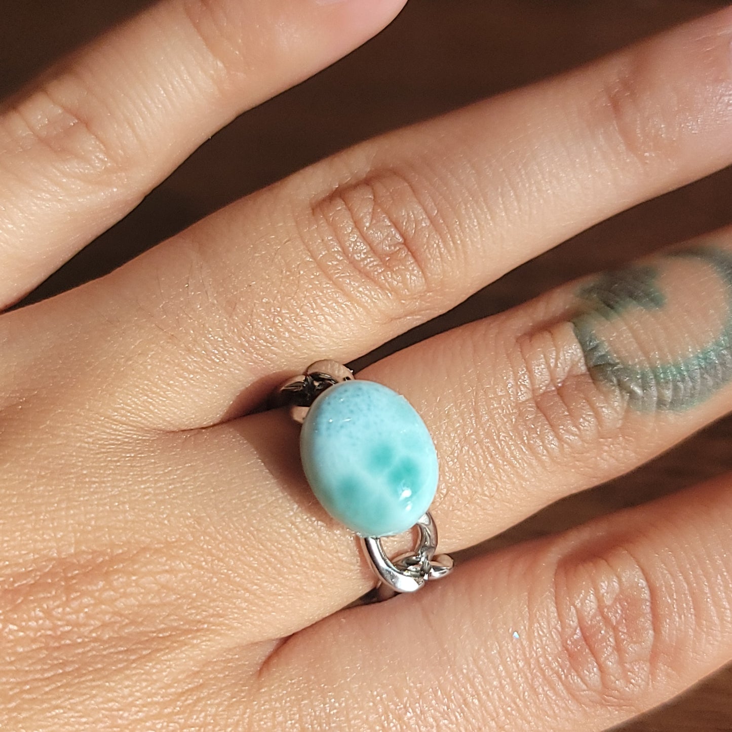 New Vibrations Chain - Larimar Ring