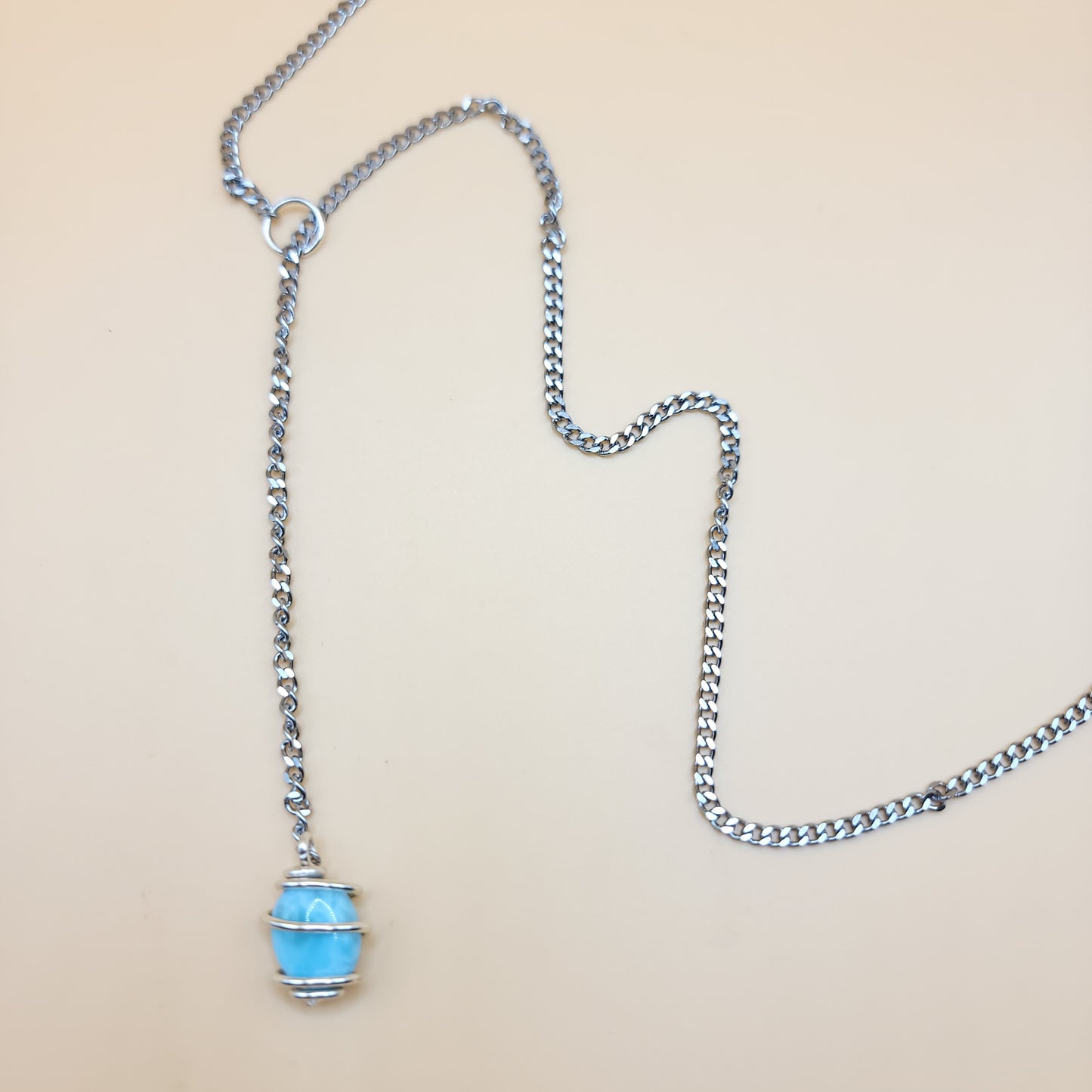 Larimar Silver Chain - I AM DEEPLY ROOTED IN MY GENTLENESS