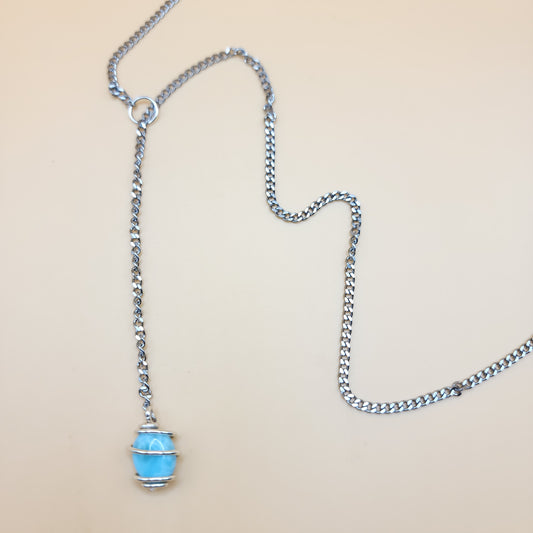 Larimar Silver Chain - I AM DEEPLY ROOTED IN MY GENTLENESS