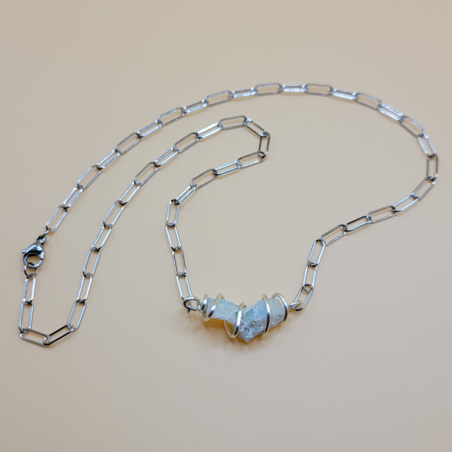 Opal Silver Necklace - I VIBRATE HIGH