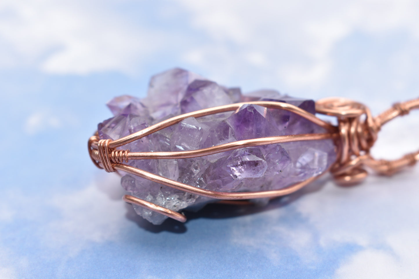 Amethyst Cluster Wrapped In Copper